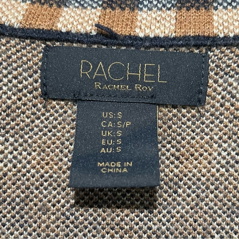 RACHEL ROY- Plaid Pattern Neutral Sweater Coat Size S - Picture 3 of 3